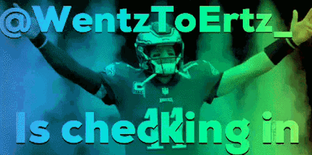 an advertisement for wentztoertz is checking in with a picture of a football player
