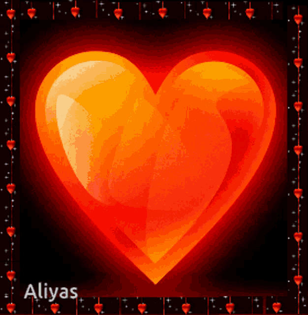 a picture of a red heart with the name aliyas on it