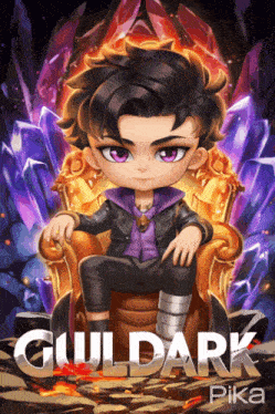 a poster of a boy sitting on a throne with the word guldark in the corner