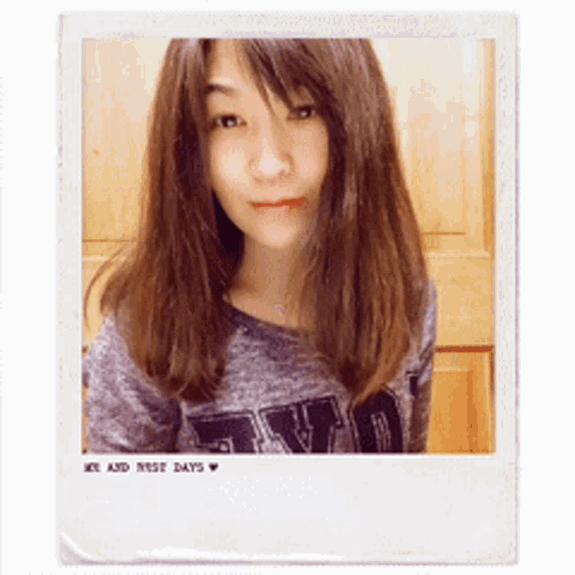 a polaroid of a woman with the words we and these days