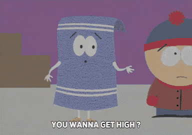 a cartoon character says " you wanna get high " while standing next to another character