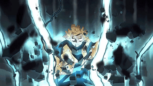 a cartoon character is being destroyed by a lightning strike
