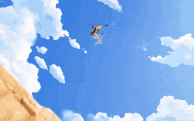 a dolphin is flying through a blue sky