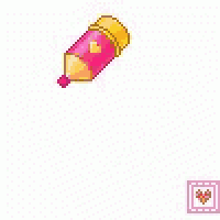 a pixel art drawing of a pink heart being drawn with a pencil .