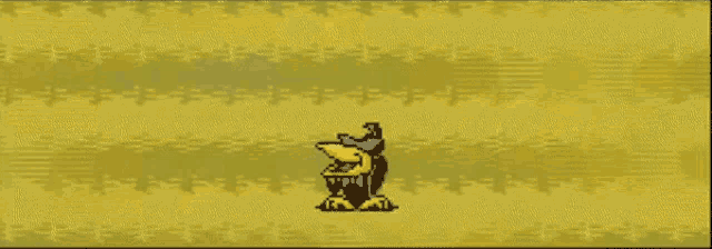 a pixel art drawing of a bird with a large beak