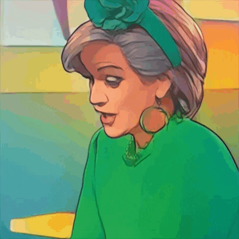 a cartoon drawing of a woman wearing a green headband