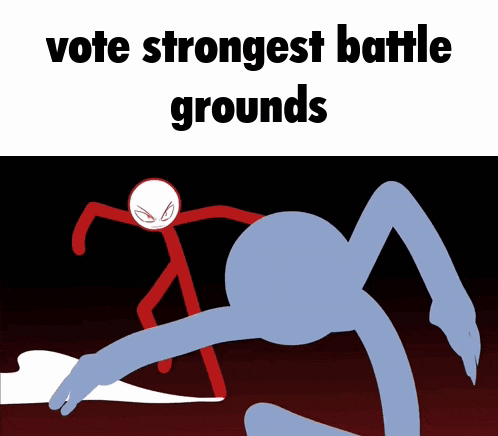 a poster that says vote strongest battle grounds with a red stick figure and a blue spider