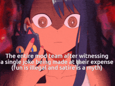 the entire mod team after witnessing a single joke being made at their expense is illegal