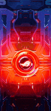 a futuristic background with a red circle with the letters gp on it