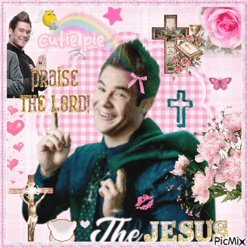 a picture of a man with the words praise the lord