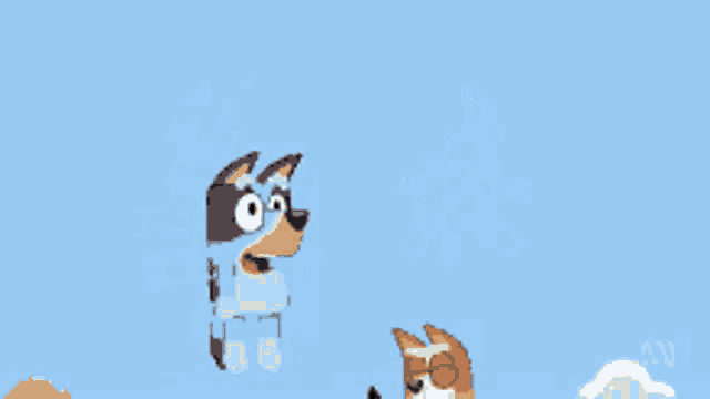a cartoon dog with big eyes and a black sweater