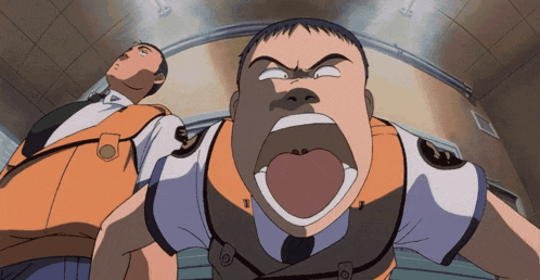 a cartoon of a man with his mouth wide open and the number 5 on his chest