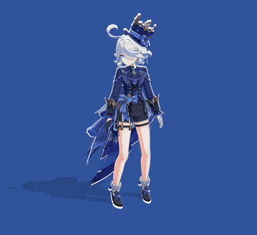 a girl with white hair wearing a top hat and a blue jacket
