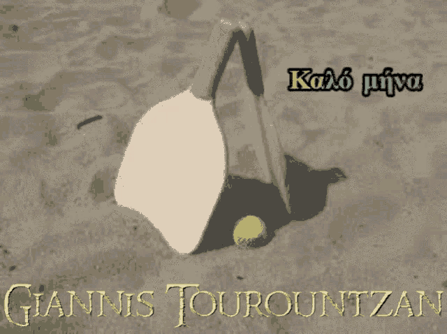 a picture of a tennis ball and racket with the name giannis touroutzan