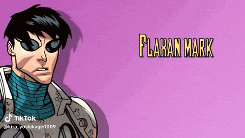 a cartoon of a man with the name flakan mark