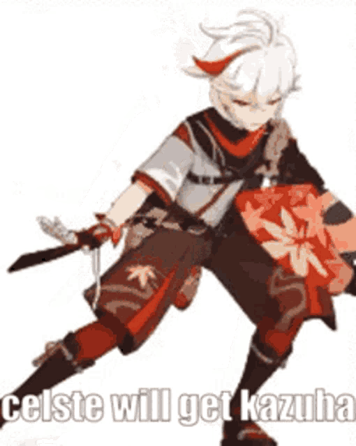 a character from a video game is holding a sword and shield .