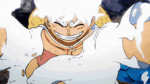a cartoon drawing of a man with white hair and a big smile on his face