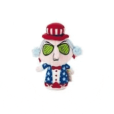 a stuffed toy of uncle sam wearing a hat and sunglasses