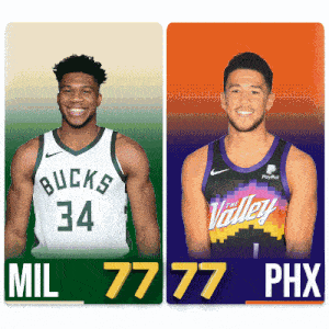 two basketball players from the bucks and the valley are shown