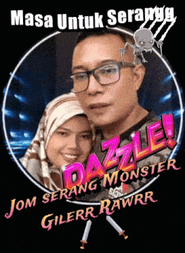 a picture of a man and a woman with the words dazzle on the top