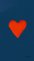 a red heart is drawn on a blue background