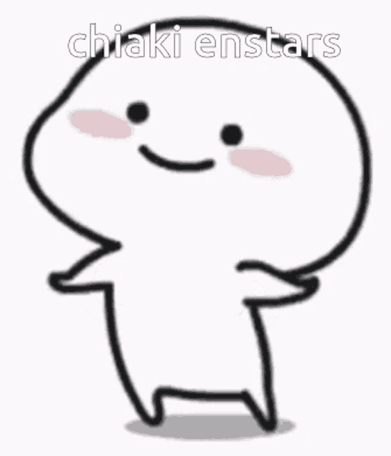 a cartoon character with a smile on his face is standing with his hands in the air and says chiaki enstars .