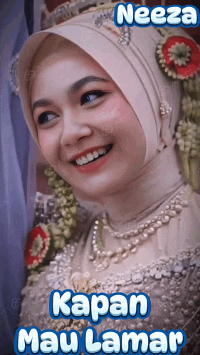 a woman wearing a hijab is smiling with the name neeza above her