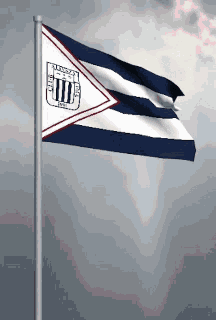 a blue white and red flag with a crest that says alianza lima