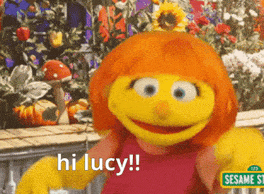 Julia Sesame Street Hi Lucy GIF - Julia Sesame Street Hi Lucy Lucy GIFs