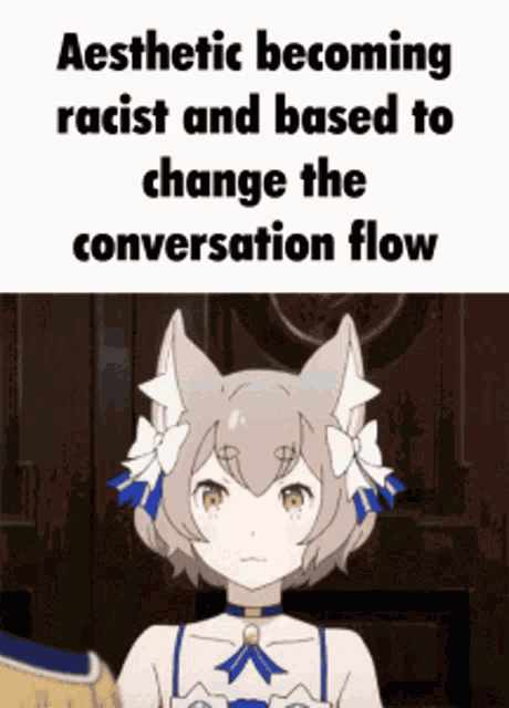 aesthetic becoming racist and based to change the conversation flow with a picture of a cat girl