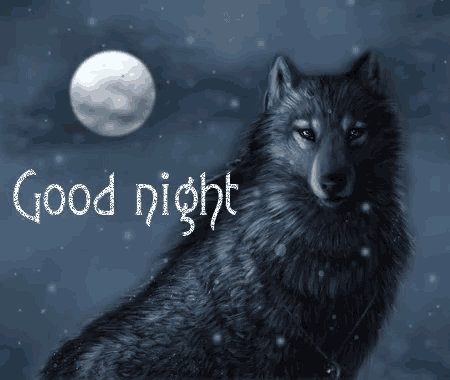 a picture of a wolf with the words good night written on the bottom