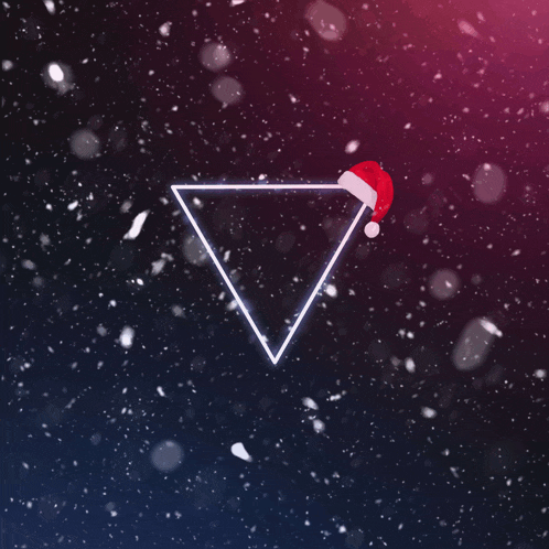 a triangle with a santa hat on it
