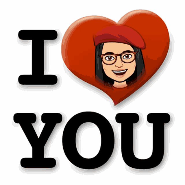 a red heart with the words i love you and a woman in a red hat