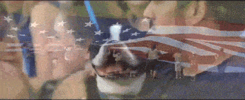 a group of people are standing in front of a flag
