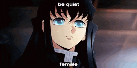 a close up of a female anime character with long black hair .