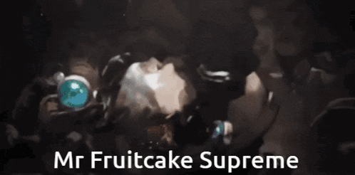 a black background with the words mr fruitcake supreme