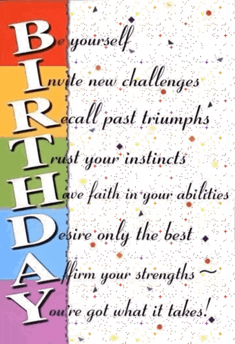 a colorful birthday card with the words be yourself