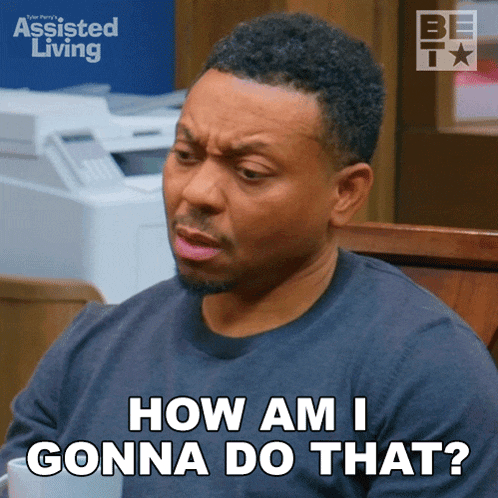 a man says how am i gonna do that in front of a sign that says assisted living