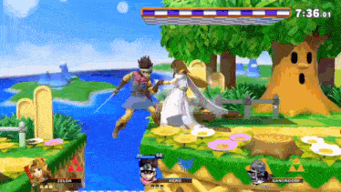 a screenshot of a video game with zelda and ganondorf fighting each other