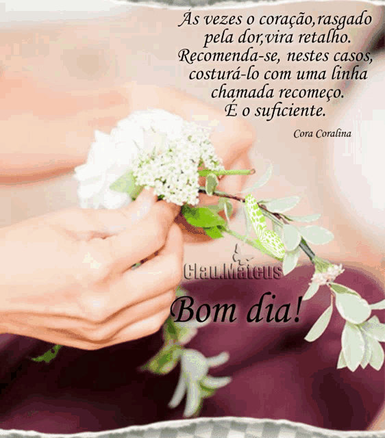 a picture of a woman holding a flower with a quote from cora coralina