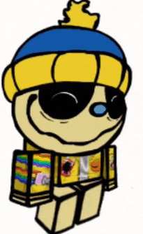a cartoon character wearing sunglasses and a yellow hat .