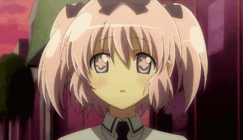 a girl with pink hair is wearing a white shirt and a black tie
