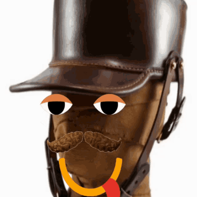 a man wearing a brown hat and a mustache