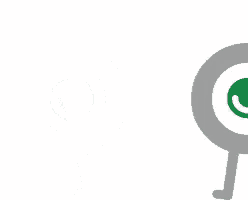 a gray circle with a green eye and arms and legs