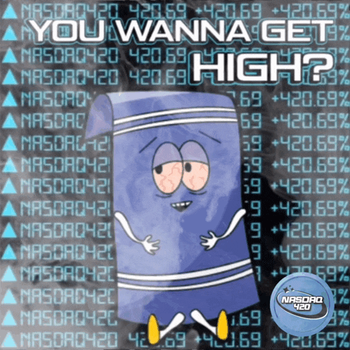 a poster with a cartoon character and the words " you wanna get high " on it