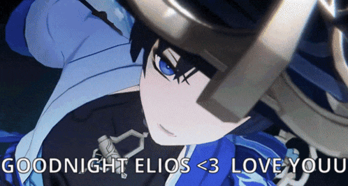 a picture of a anime character with the words goodnight elios < 3 love you