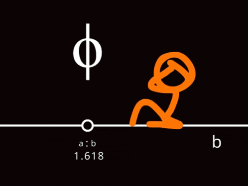 a black and white drawing of a stick figure with the number 1.618 below it