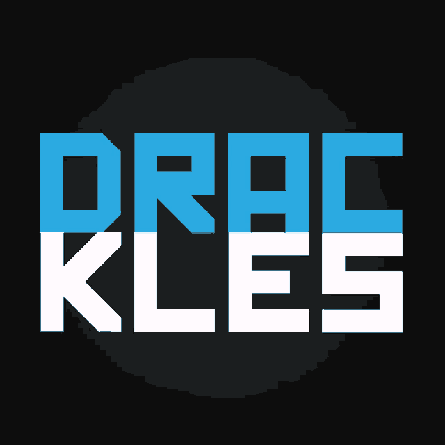 a blue and white logo that says drag kles