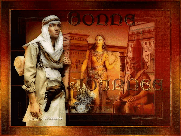 a painting of a man and a woman with the words bonne journee in the corner