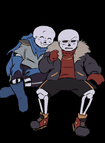 two skeletons are sitting next to each other with the words me and bro if we were red and blue below them